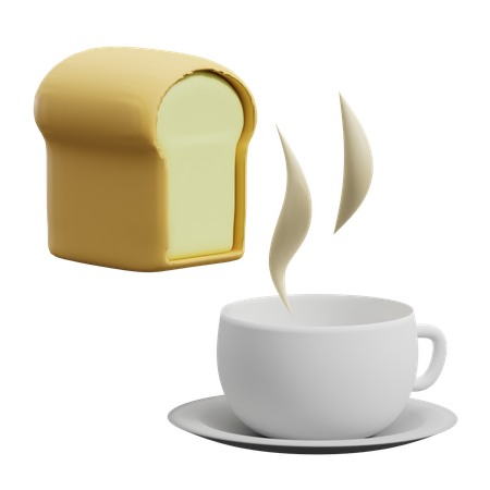 Pain et café  3D Icon