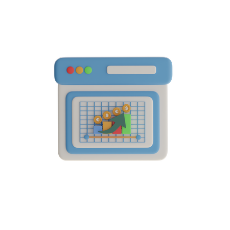 Painel de crescimento financeiro  3D Icon