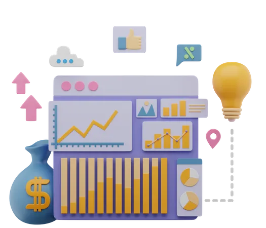 Painel de marketing empresarial  3D Illustration