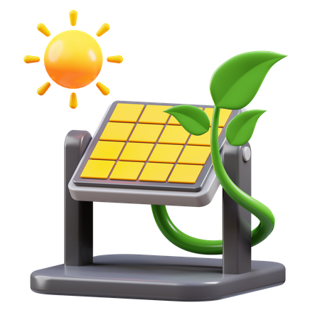 Painel solar com sol  3D Icon