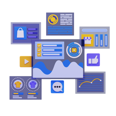 Painel virtual de marketing digital  3D Icon