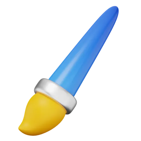 Brush 3 D Icon For Painting With Yellow And Blue Color On Isolated Background 3 D Illustration Vector 3D Icon