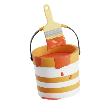 Paint brush and bucket  3D Icon