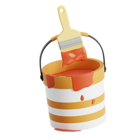 Paint brush and bucket  3D Icon