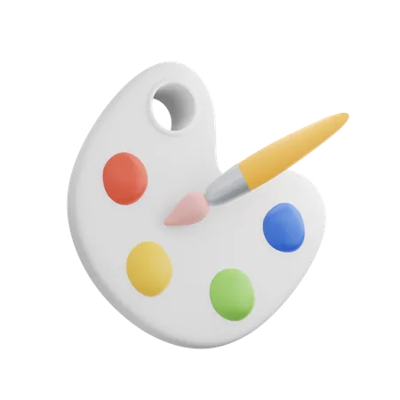 Paint Brush and Palette  3D Icon