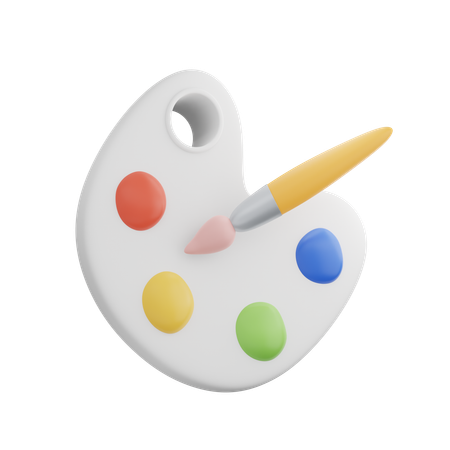 Paint Brush and Palette  3D Icon