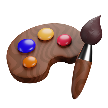 Paint Brush And Palette  3D Icon