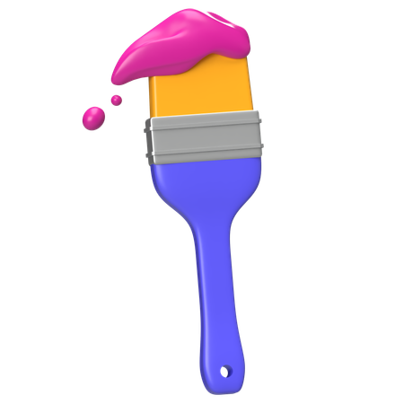 Paint Brush With Splash Paint  3D Icon