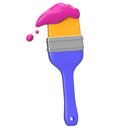 Paint Brush With Splash Paint  3D Icon