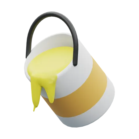3 D Object Rendering Of Paint Bucket Icon Isolated Decoration Concept Yellow Color Creative Concept 3D Illustration