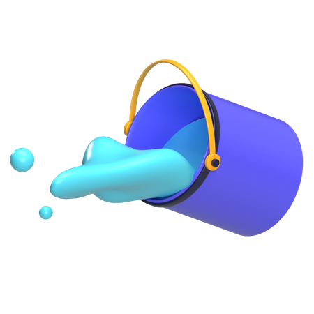 Paint Bucket With Paint Splash  3D Icon