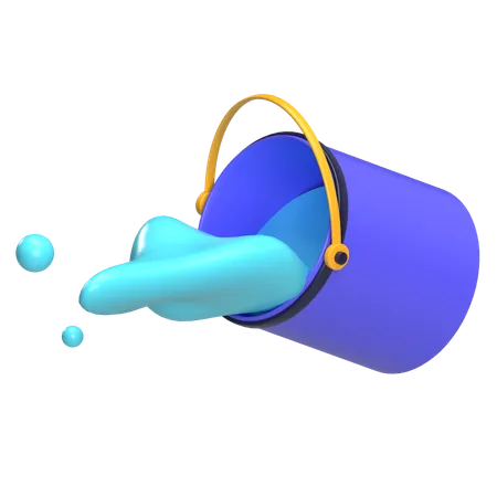 Paint Bucket With Paint Splash  3D Icon