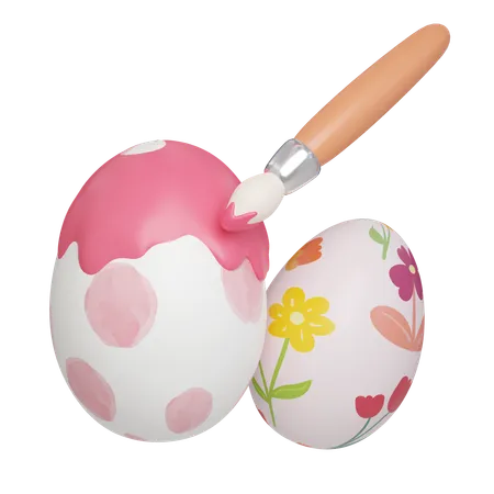 Easter Egg With Dripping Pink Paint Decoration Easter Egg Icons 3 D Illustration Easter Festive 3D Icon