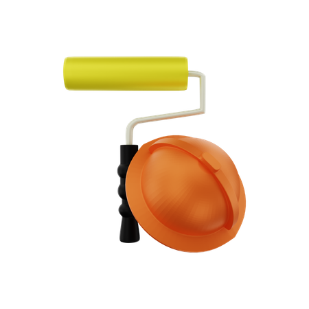 Paint Roller And Helmet  3D Illustration