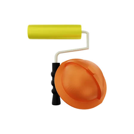 Paint Roller And Helmet  3D Illustration