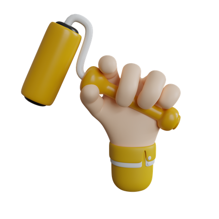 Paint Roller In Hand  3D Icon