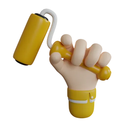 Paint Roller In Hand  3D Icon