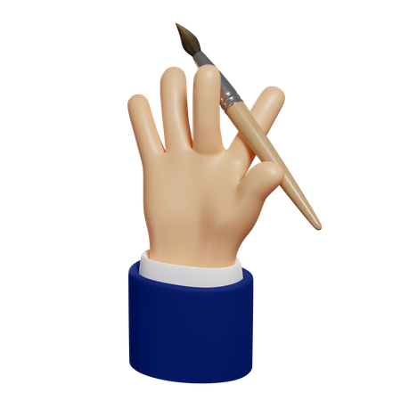 Paintbrush In Hand 3D Illustration