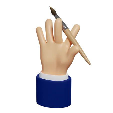 Paintbrush In Hand  3D Illustration