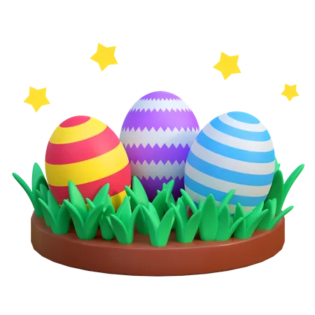 Painted Egg In Grass  3D Icon