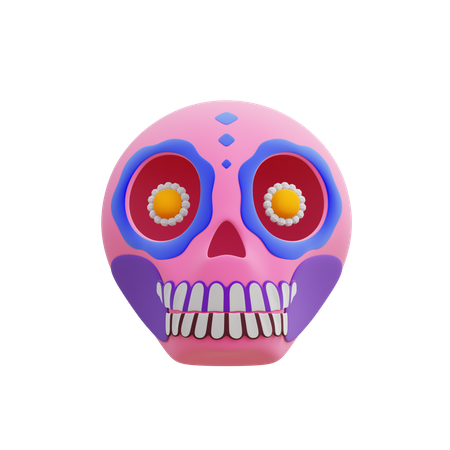 Painted Skull  3D Illustration