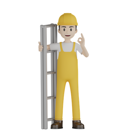 Painter Doing Paint Work  3D Illustration