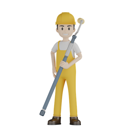 Painter Doing Paint Work  3D Illustration