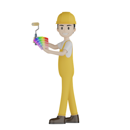 Painter Doing Paint Work  3D Illustration