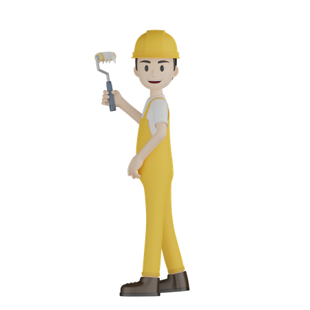Painter Doing Paint Work  3D Illustration