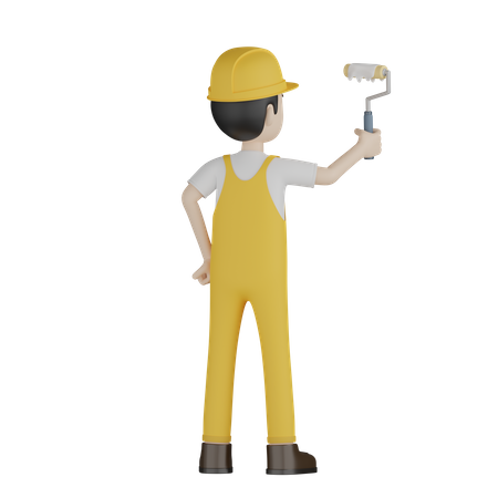 Painter Doing Paint Work  3D Illustration