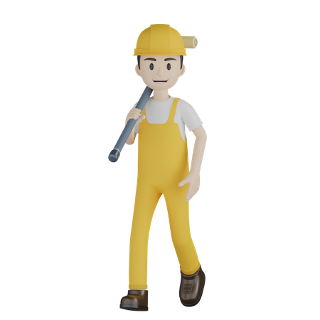 Painter Doing Paint Work  3D Illustration
