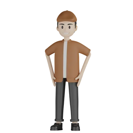 Painter Standing  3D Illustration