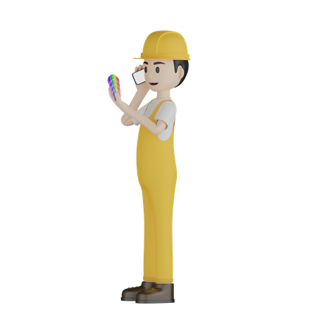 Painter Talking With Phone  3D Illustration