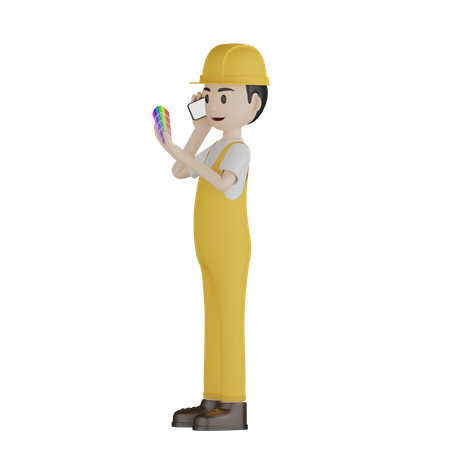 Painter Talking With Phone  3D Illustration