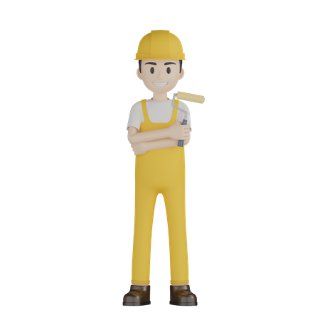 Painter With Folded Hand  3D Illustration