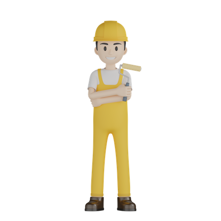 Painter With Folded Hand 3D Illustration
