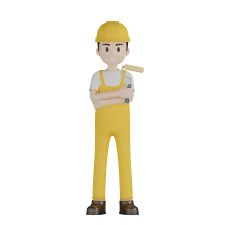 Painter With Folded Hand  3D Illustration