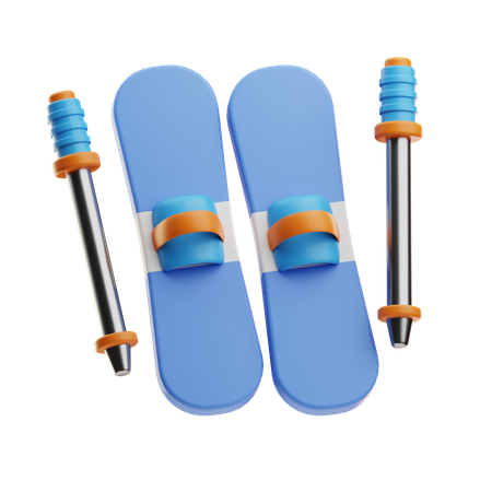 Pair Of Skis And Poles  3D Icon