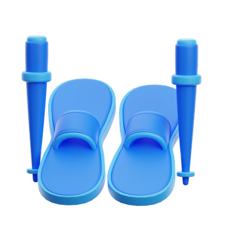 Pair Of Skis And Poles  3D Icon