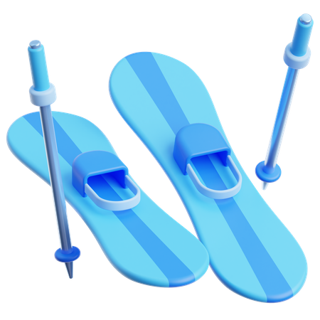 Pair Of Skis And Poles  3D Icon
