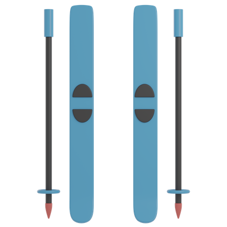 Pair Of Skis And Poles 3D Illustration