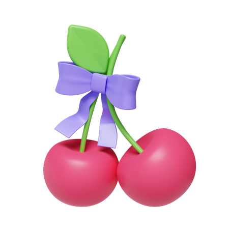 Paire de cerises avec noeud  3D Icon