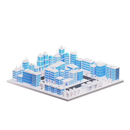 Centro de la ciudad paisaje urbano  3D Illustration