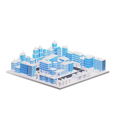 Centro de la ciudad paisaje urbano  3D Illustration