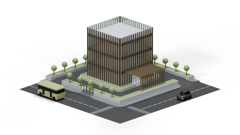 Edificio del paisaje urbano  3D Illustration