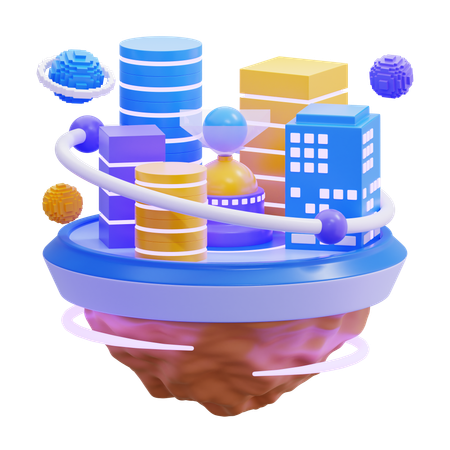 Paisaje urbano flotante  3D Icon