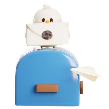 Pájaro con carta en el buzón  3D Icon