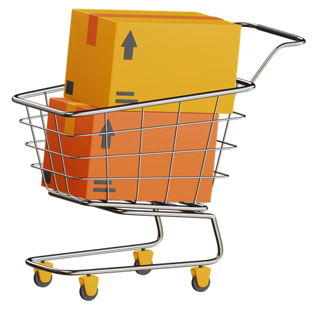 Paketboxen mit Trolley  3D Icon