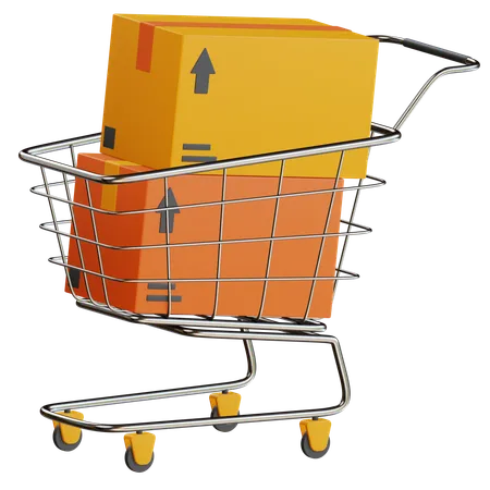 Paketboxen mit Trolley  3D Icon