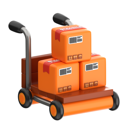 Pakete Trolley  3D Icon